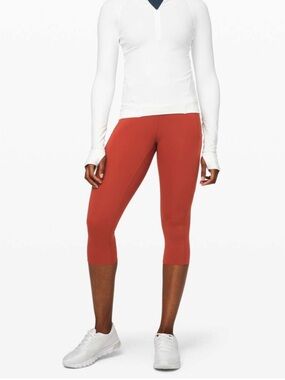 Lululemon Fast and Free Crop II 19" Non-Reflective High Rise Magma